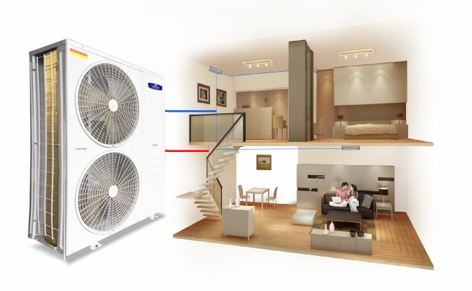 乐鱼空⽓能变频热泵冷热⽔机组